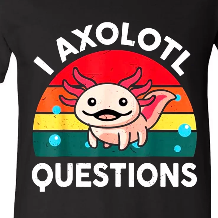 I Axolotl Questions Lover Retro Vintage V-Neck T-Shirt