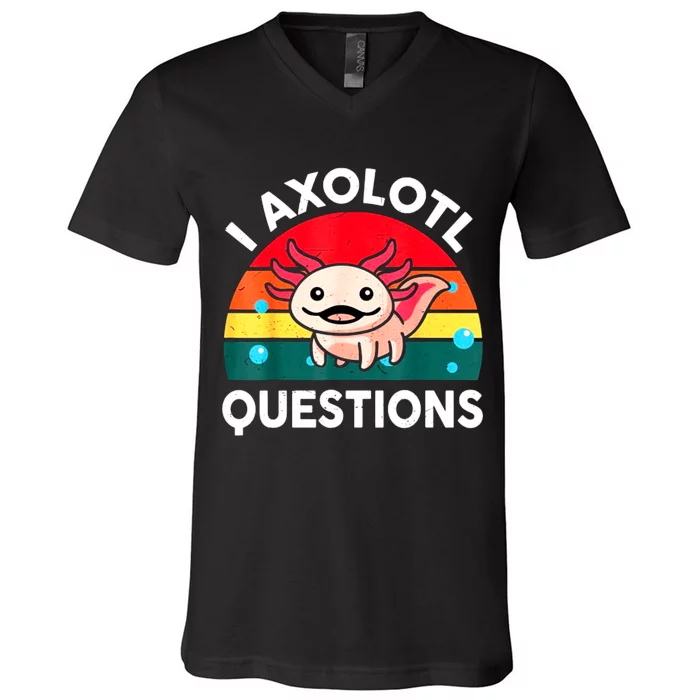 I Axolotl Questions Lover Retro Vintage V-Neck T-Shirt