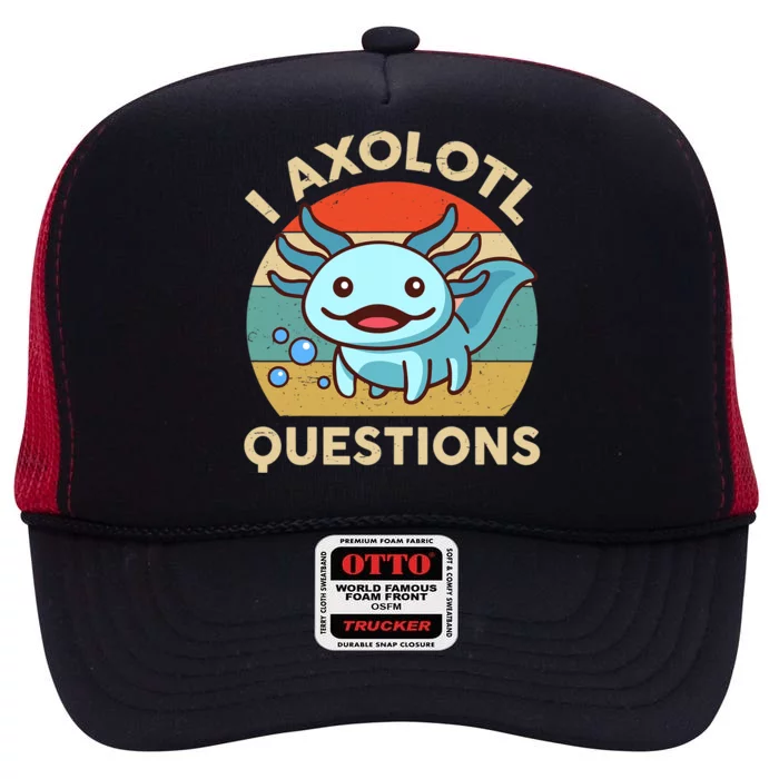 I Axolotl Questions Salamander Plush Axolotl High Crown Mesh Trucker Hat