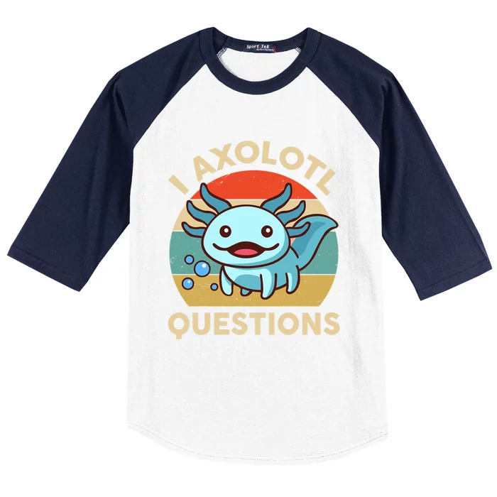 I Axolotl Questions Salamander Plush Axolotl Baseball Sleeve Shirt