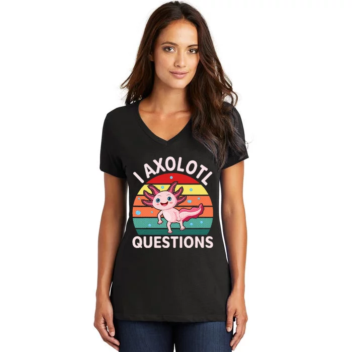 I Axolotl Questions Cute Axolotl Women's V-Neck T-Shirt