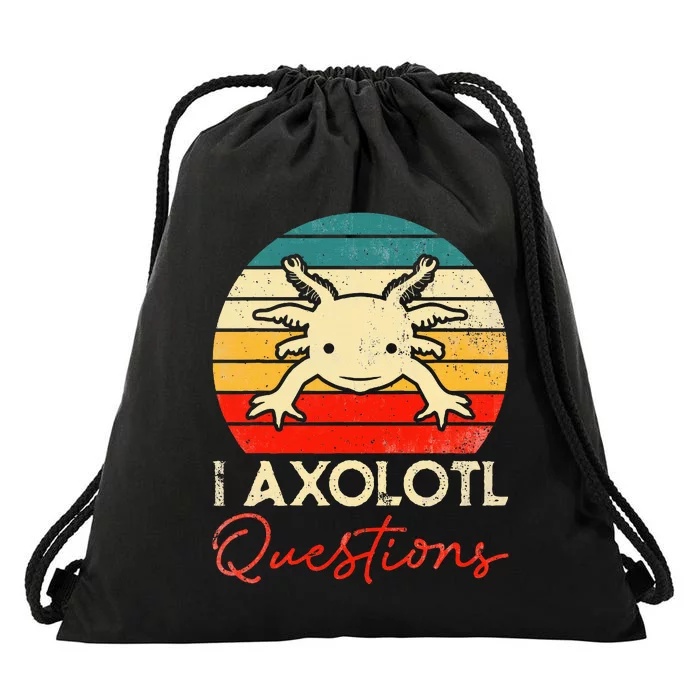 I Axolotl Questions Vintage Kawaii Axolotl Drawstring Bag