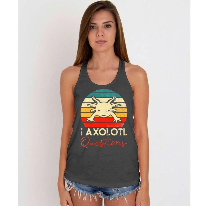 I Axolotl Questions Vintage Kawaii Axolotl Women's Knotted Racerback Tank