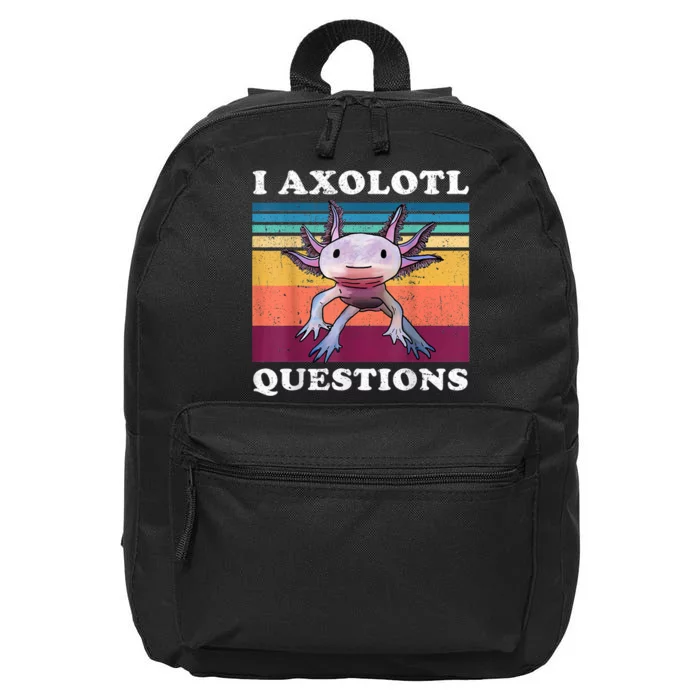 I Axolotl Questions Shirt Adults Youth Kids Retro Vintage 16 in Basic Backpack