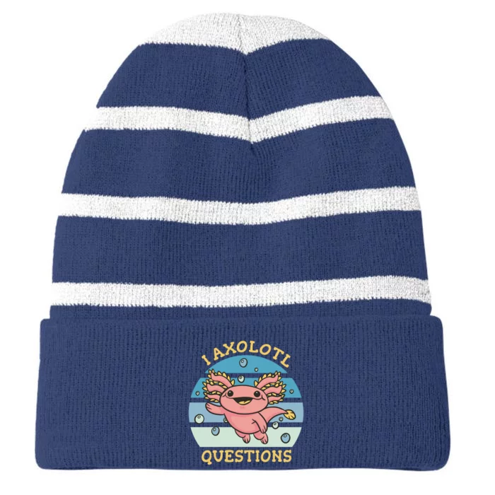 I Axolotl Questions Striped Beanie with Solid Band