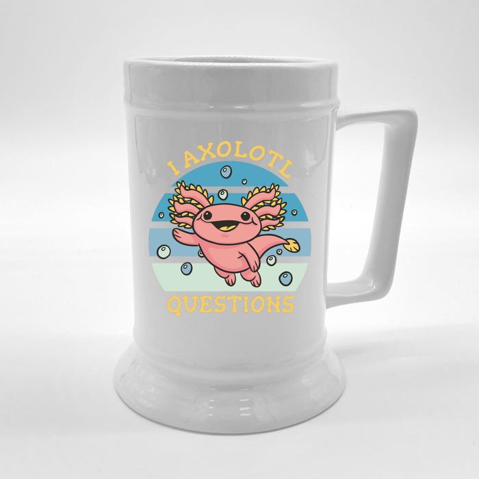 I Axolotl Questions Retro Cute Front & Back Beer Stein