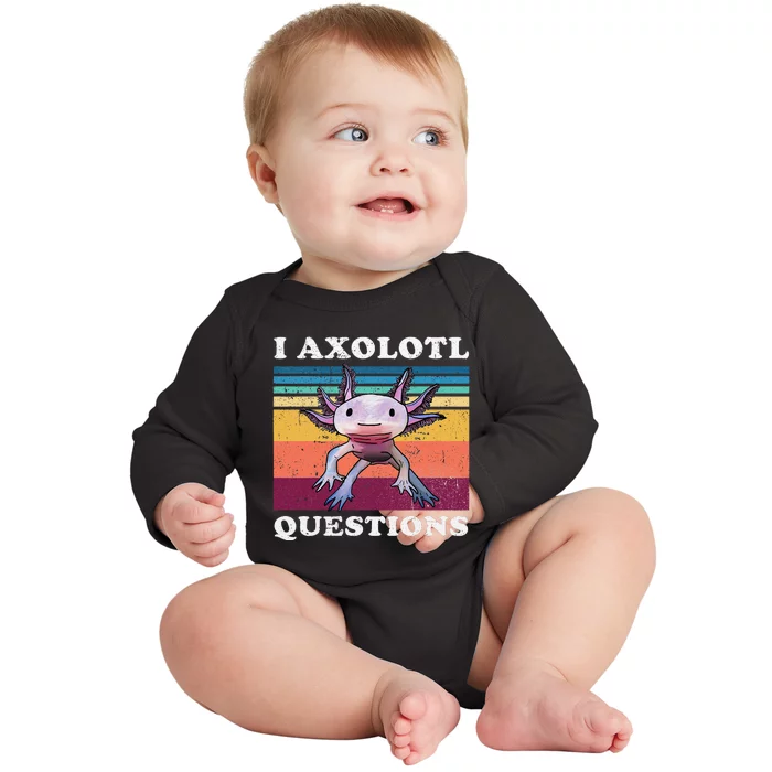 I Axolotl Questions Cute Axolotl Baby Long Sleeve Bodysuit