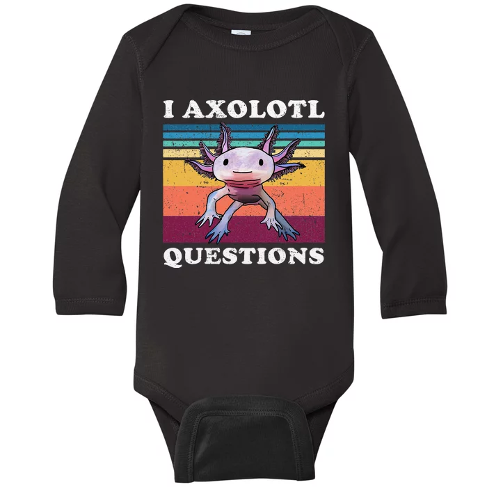 I Axolotl Questions Cute Axolotl Baby Long Sleeve Bodysuit