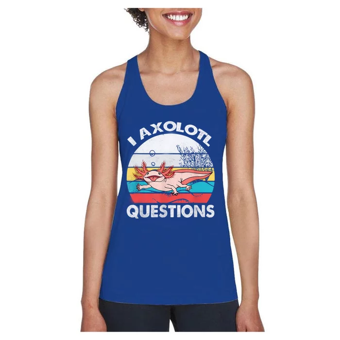 I Axolotl Questions Vintage Axolotl Gift Boys Girls Women's Racerback Tank