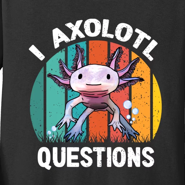 I Axolotl Questions Shirt Youth Kids Retro 90s Funny Axolotl Kids Long Sleeve Shirt