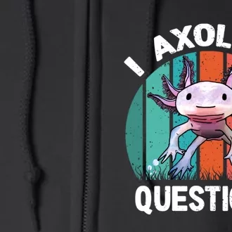 I Axolotl Questions Shirt Youth Kids Retro 90s Funny Axolotl Full Zip Hoodie