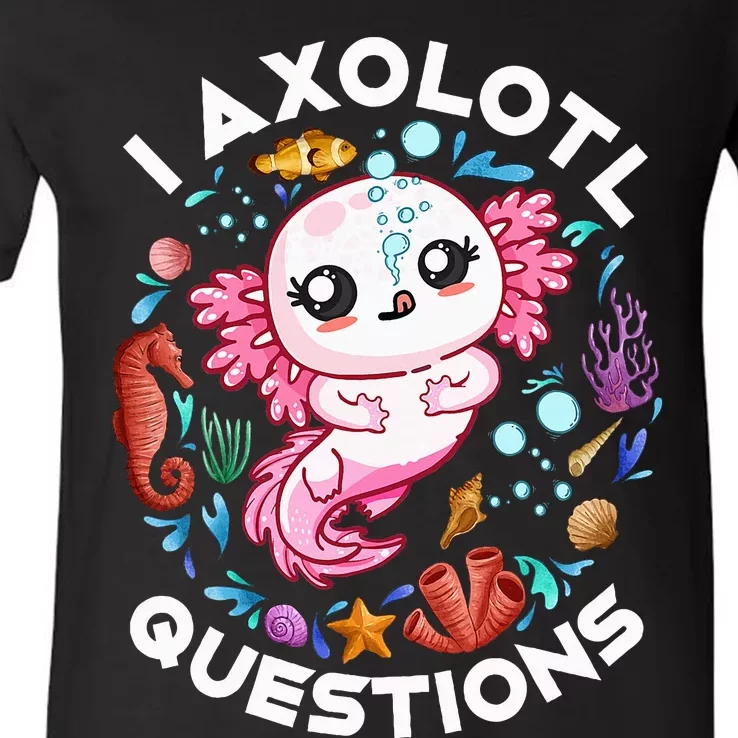 I Axolotl Questions Funny Axolotl lover V-Neck T-Shirt