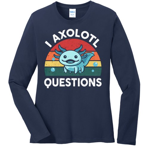 I Axolotl Questions Design Funny Cute Axolotl Ladies Missy Fit Long Sleeve Shirt