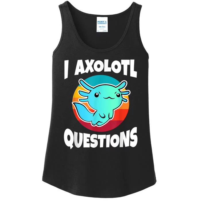 I Axolotl Questions Retro Funny Cute Axolotl Ladies Essential Tank