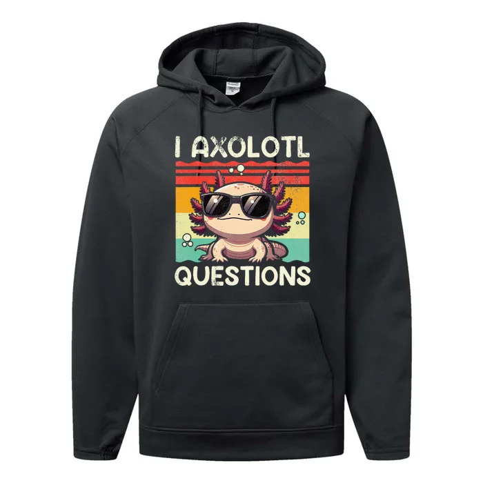 I Axolotl Questions Retro Vintage Performance Fleece Hoodie