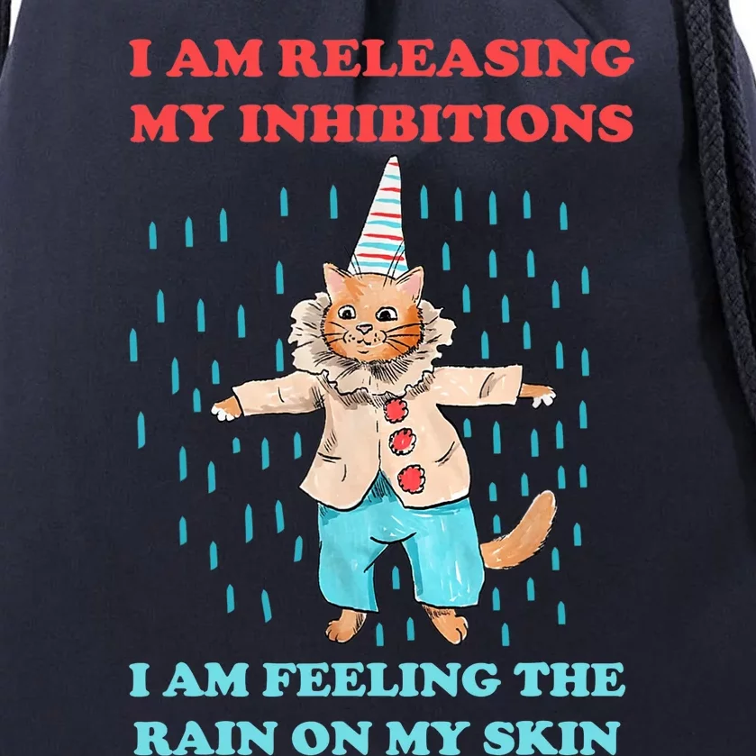 I Am Releasing My Inhibitions I Am Feeling The Rain Quote Drawstring Bag