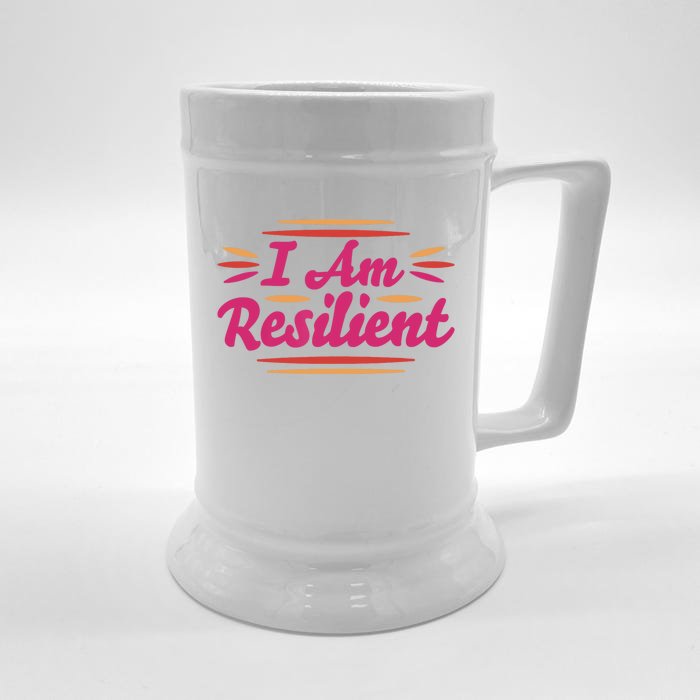 I Am Resilient Quote Positive Affirmation Front & Back Beer Stein