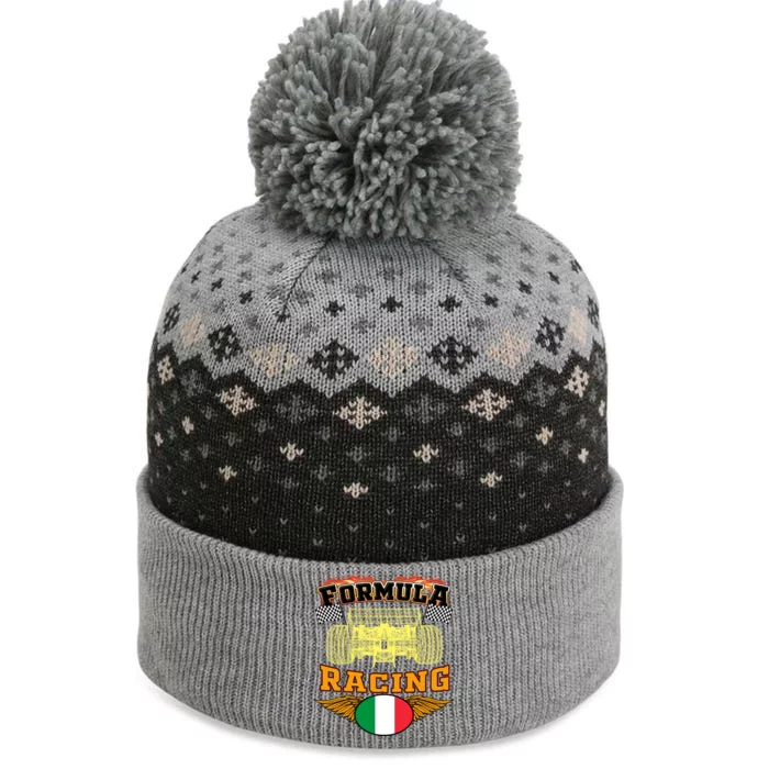 Italian Auto Race Italy Flag Formula Racing Car Blueprint Cute Gift The Baniff Cuffed Pom Beanie