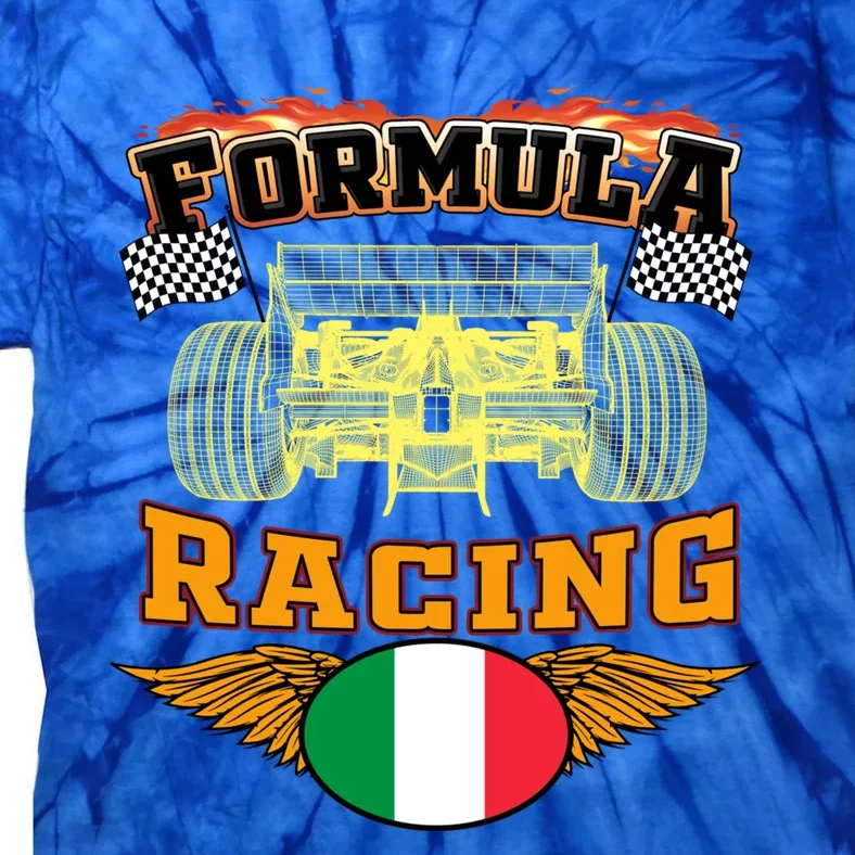 Italian Auto Race Italy Flag Formula Racing Car Blueprint Cute Gift Tie-Dye T-Shirt