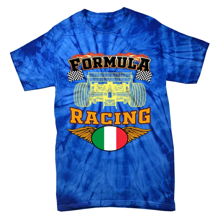 Italian Auto Race Italy Flag Formula Racing Car Blueprint Cute Gift Tie-Dye T-Shirt