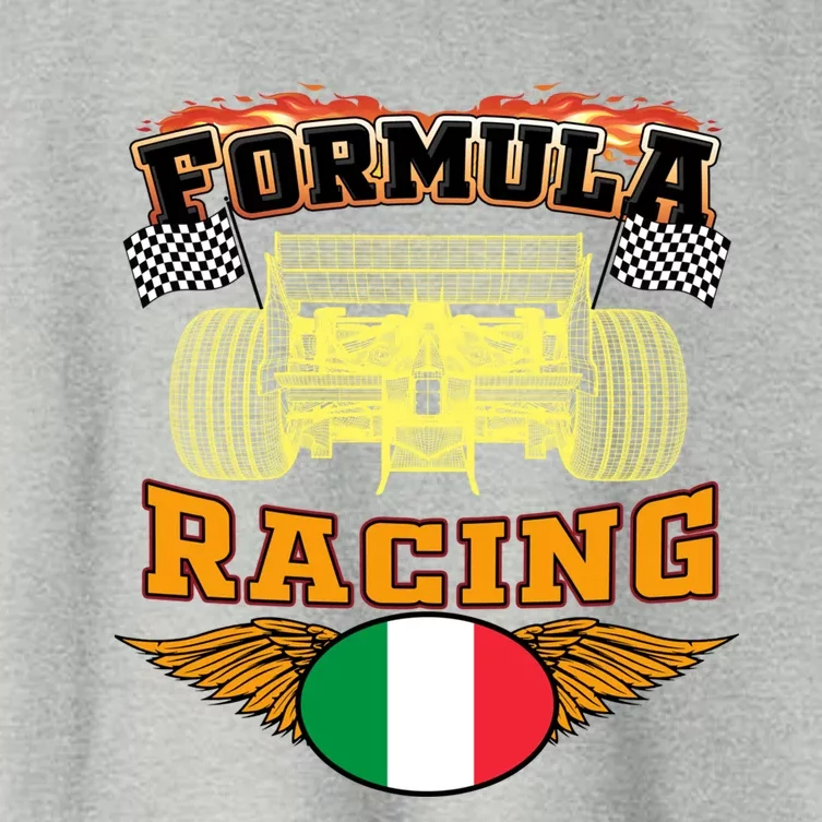 Italian Auto Race Italy Flag Formula Racing Car Blueprint Cute Gift Women's Crop Top Tee