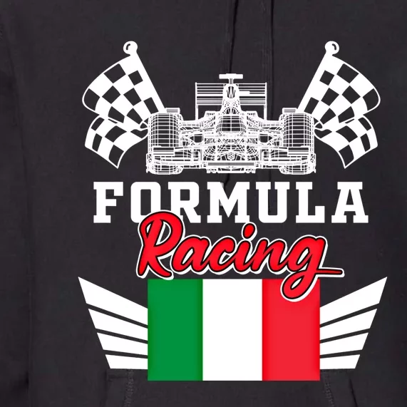 Italian Auto Race Italy Flag Formula Racing Car Blueprint Meaningful Gift Premium Hoodie