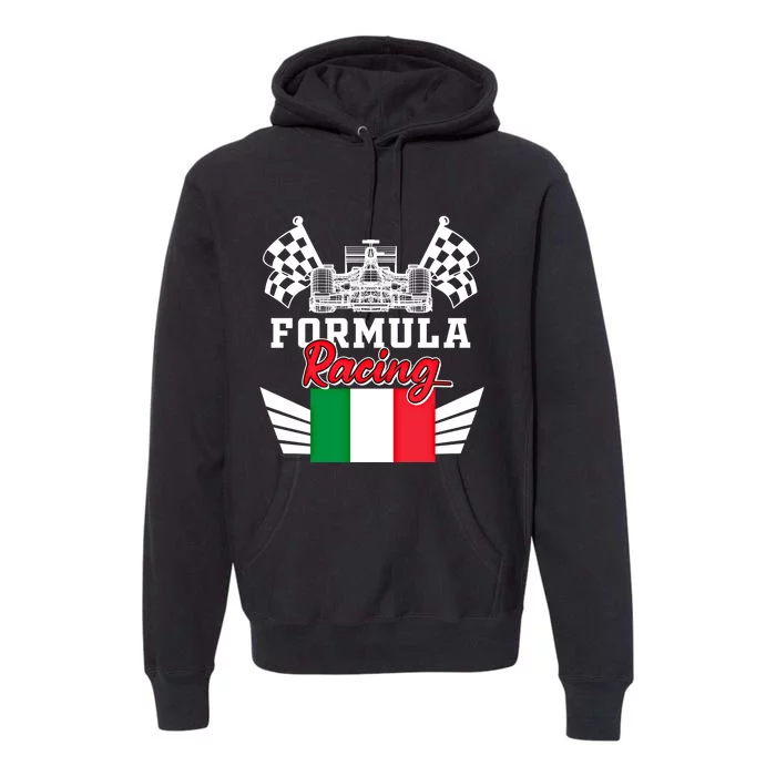 Italian Auto Race Italy Flag Formula Racing Car Blueprint Meaningful Gift Premium Hoodie