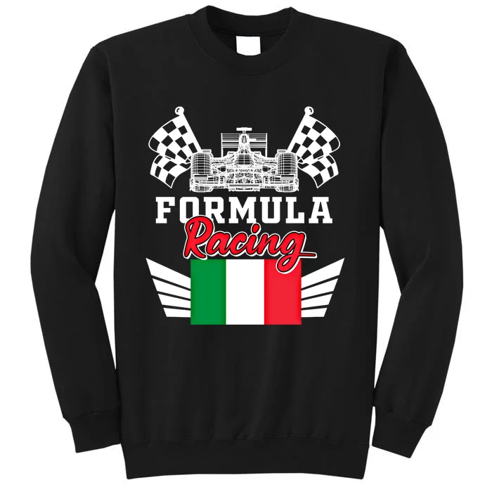 Italian Auto Race Italy Flag Formula Racing Car Blueprint Meaningful Gift Tall Sweatshirt