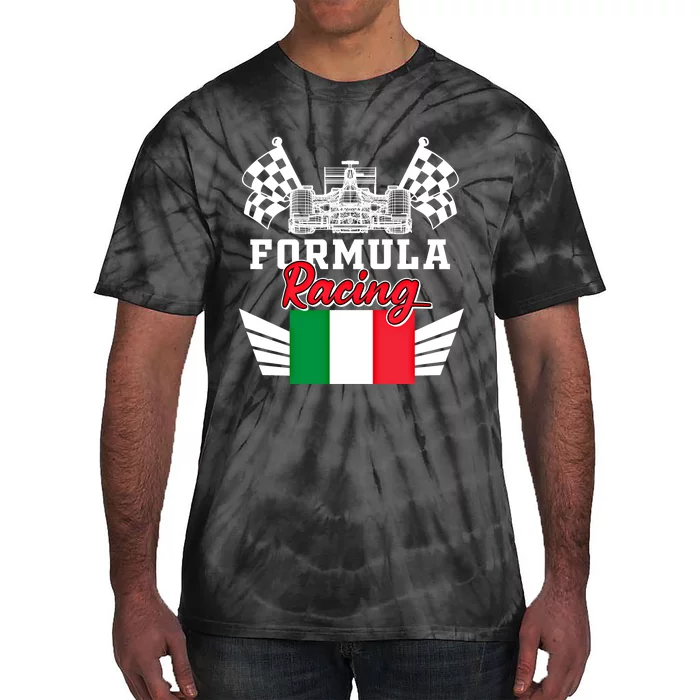 Italian Auto Race Italy Flag Formula Racing Car Blueprint Meaningful Gift Tie-Dye T-Shirt