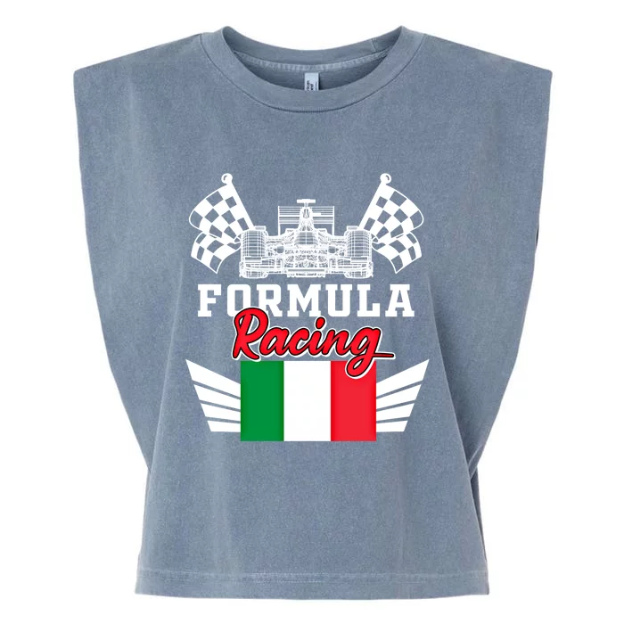 Italian Auto Race Italy Flag Formula Racing Car Blueprint Meaningful Gift Garment-Dyed Women's Muscle Tee