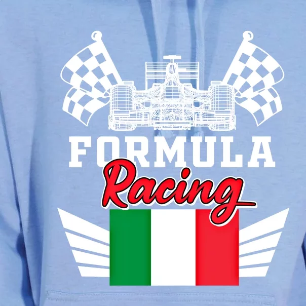 Italian Auto Race Italy Flag Formula Racing Car Blueprint Meaningful Gift Unisex Surf Hoodie