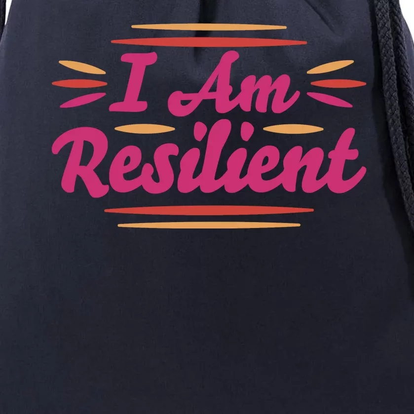 I Am Resilient Quote Drawstring Bag