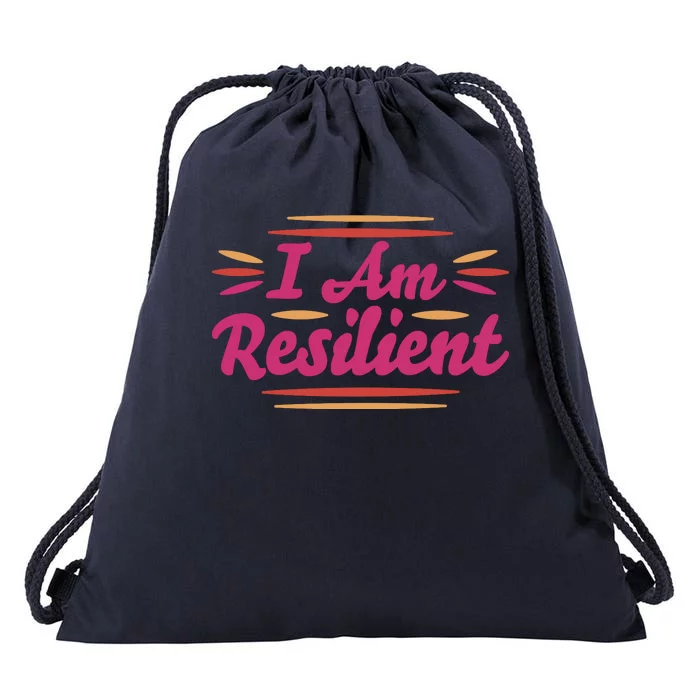 I Am Resilient Quote Drawstring Bag