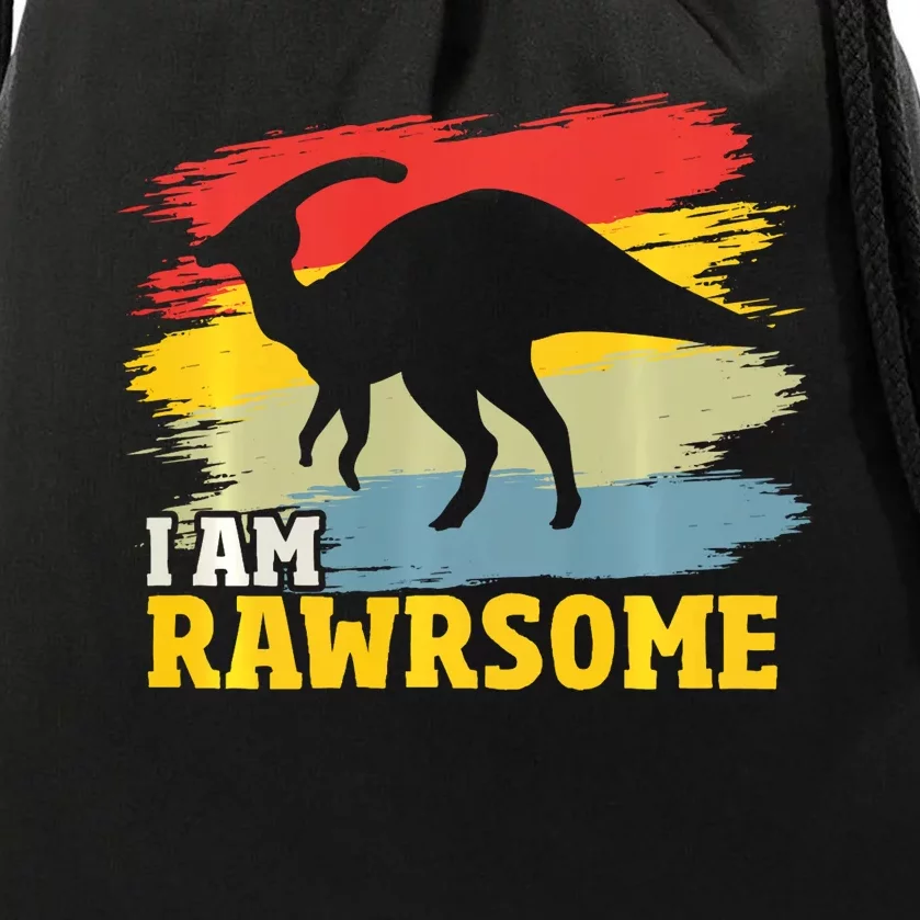 I Am Rawrsome Dino Parasaurolophus Dinosaur Sweat Drawstring Bag