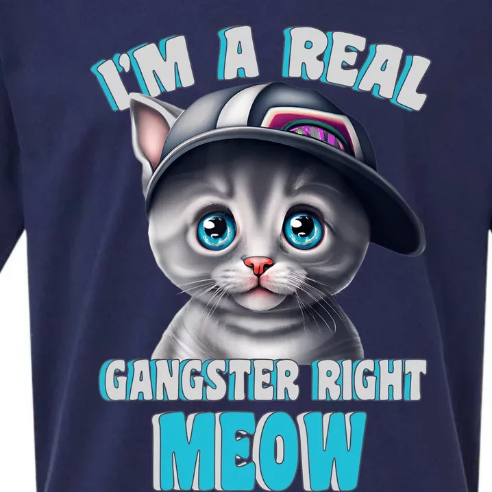 I'm A Real Gangster Right Meow Cute Kitten Sueded Cloud Jersey T-Shirt