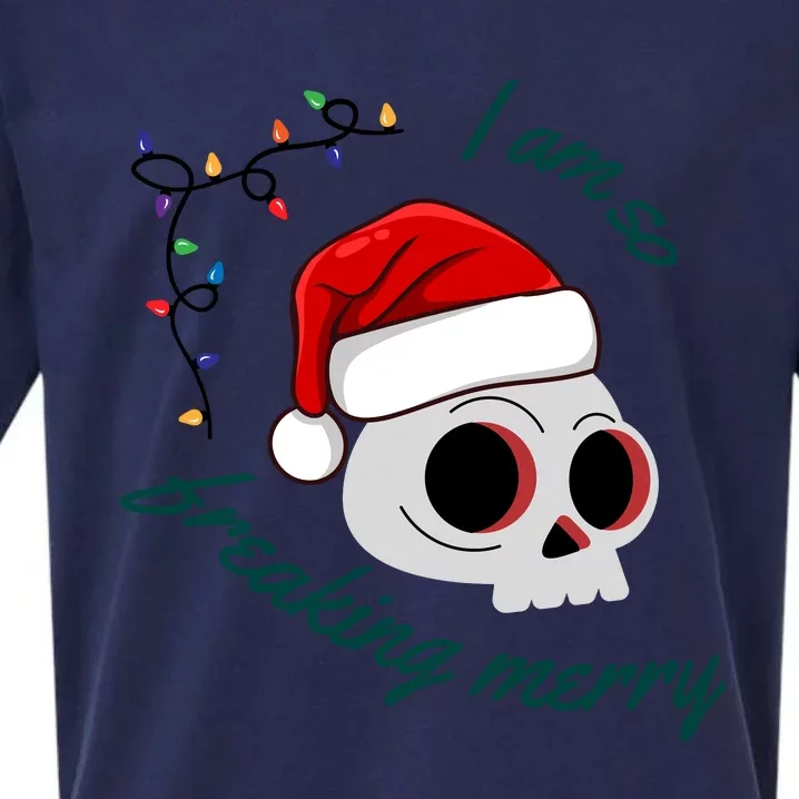 I Am So Freaking Merry Funny Christmass For Wo Santa Clause Skull Sarcastic Chri Sueded Cloud Jersey T-Shirt