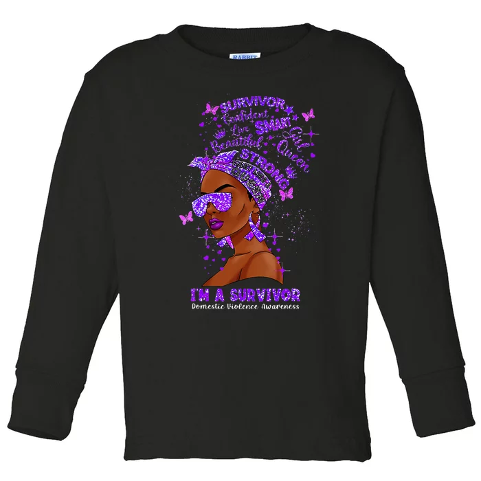 I'm A Survivor Domestic Violence Awareness Black Woman Toddler Long Sleeve Shirt