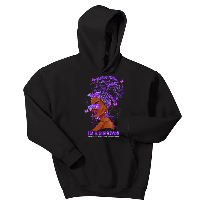 I'm A Survivor Domestic Violence Awareness Black Woman Kids Hoodie