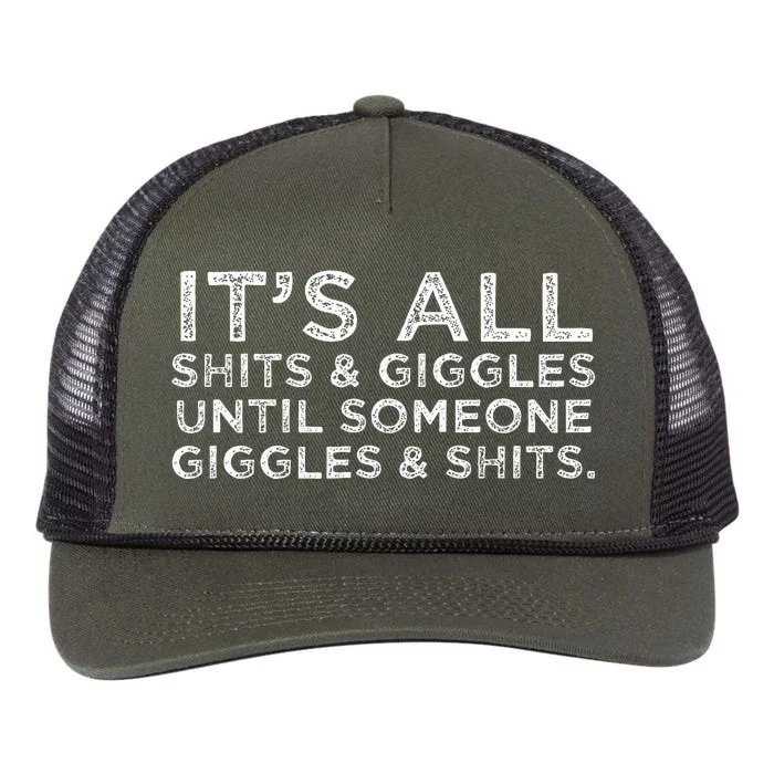 Its All Shits And Giggles Funny Adult Humor Friend Retro Rope Trucker Hat Cap