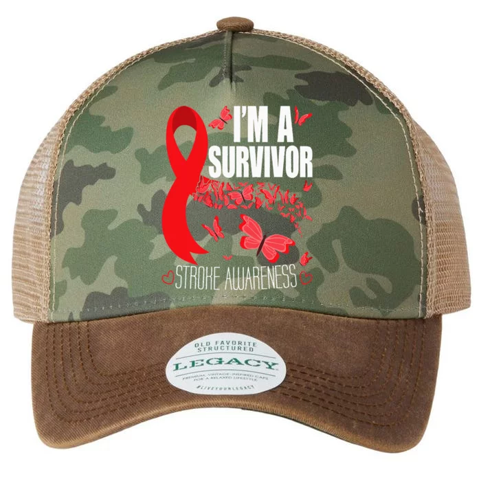 Im A Survivor Stroke Awareness Red Ribbon Brain Attack Legacy Tie Dye Trucker Hat