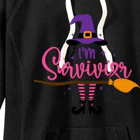 I'm A Survivor Halloween Breast Cancer Awareness Witch Women's Fleece Hoodie