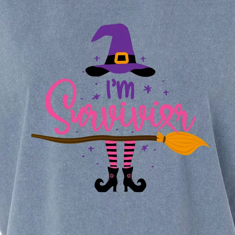 I'm A Survivor Halloween Breast Cancer Awareness Witch Garment-Dyed Women's Muscle Tee