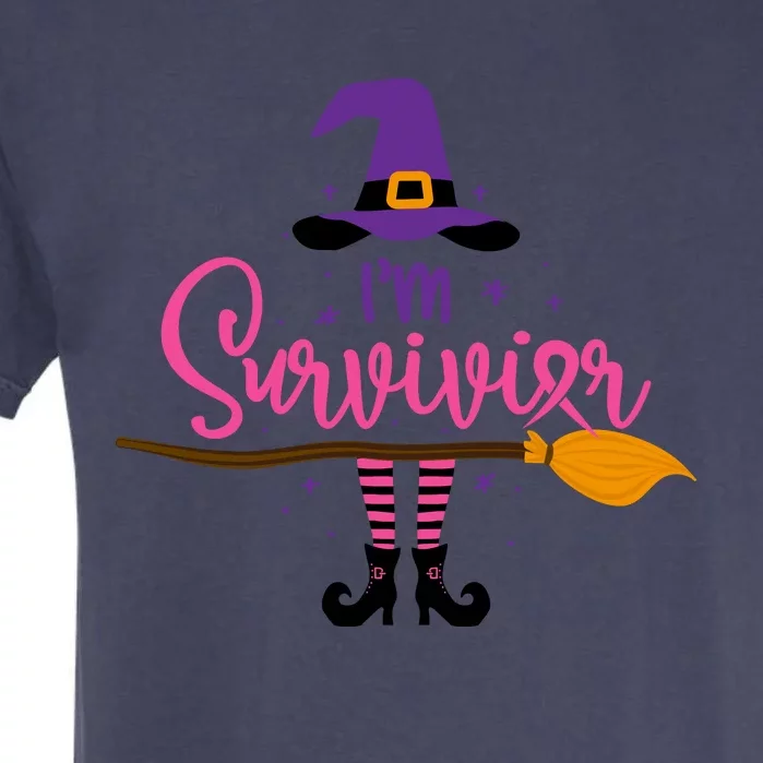 I'm A Survivor Halloween Breast Cancer Awareness Witch Garment-Dyed Heavyweight T-Shirt