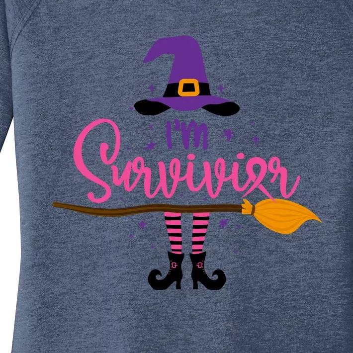 I'm A Survivor Halloween Breast Cancer Awareness Witch Women's Perfect Tri Tunic Long Sleeve Shirt