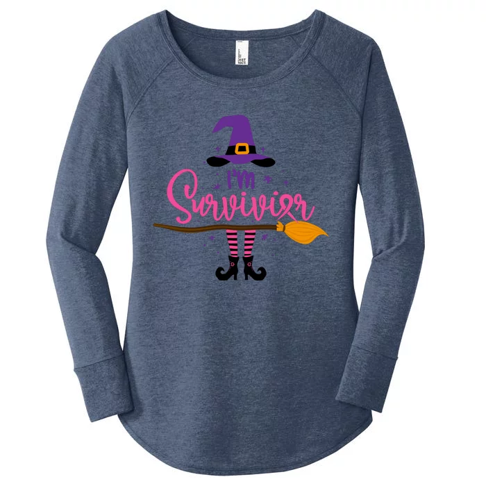 I'm A Survivor Halloween Breast Cancer Awareness Witch Women's Perfect Tri Tunic Long Sleeve Shirt