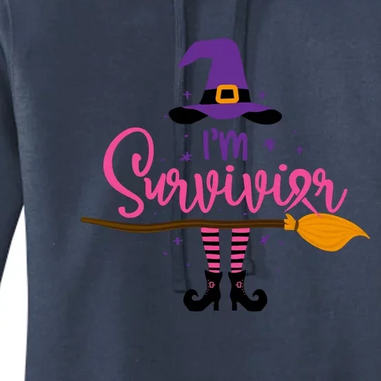 I'm A Survivor Halloween Breast Cancer Awareness Witch Women's Pullover Hoodie