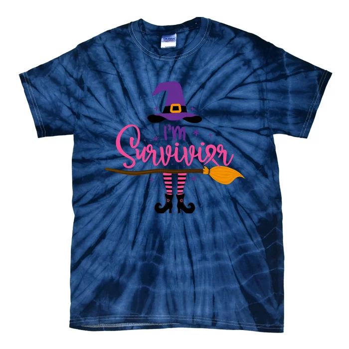 I'm A Survivor Halloween Breast Cancer Awareness Witch Tie-Dye T-Shirt