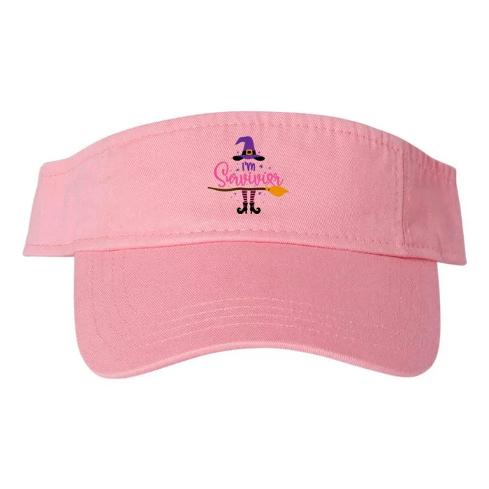 I'm A Survivor Halloween Breast Cancer Awareness Witch Valucap Bio-Washed Visor