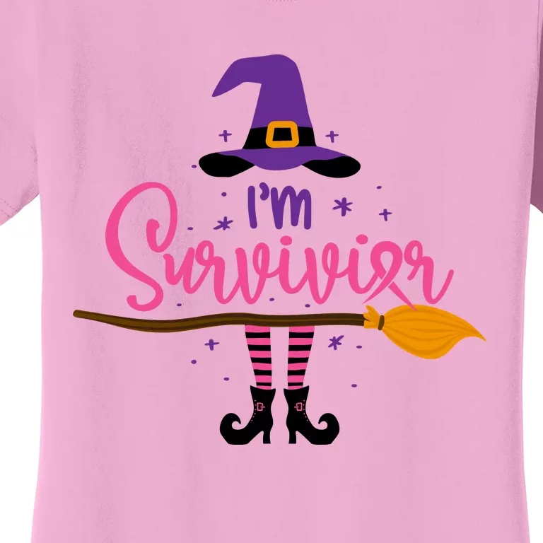 I'm A Survivor Halloween Breast Cancer Awareness Witch Women's T-Shirt