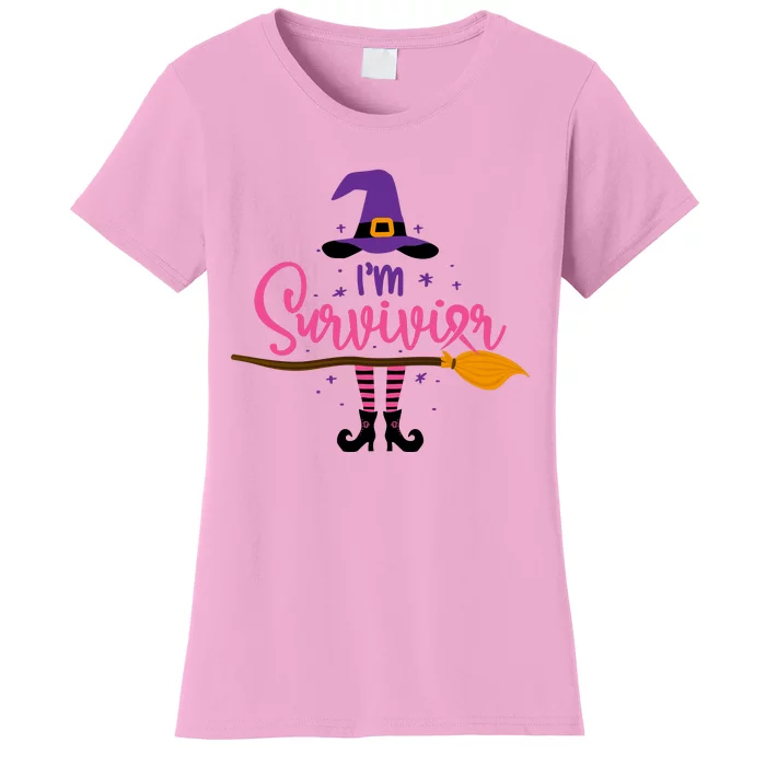 I'm A Survivor Halloween Breast Cancer Awareness Witch Women's T-Shirt